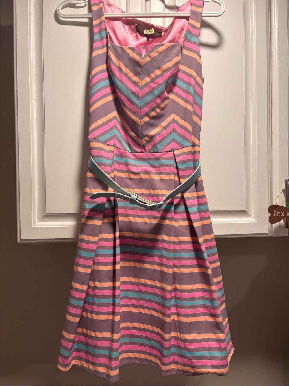 Eva Franco Pastel Striped Dress with belt